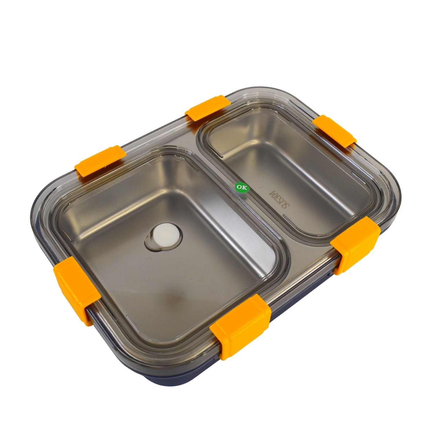 Stainless Steel Lunch Box 2 Section Lunch Box With Spoon Stainless Steel Lunch Box 2 Section Lunch Box With Spoon